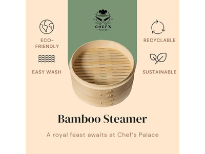 Vaporera de Bambú Natural de 2 Niveles para Dumplings