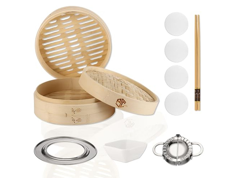 Vaporeras de Aluminio para Cocinar Cesta de Vapor de Bambú