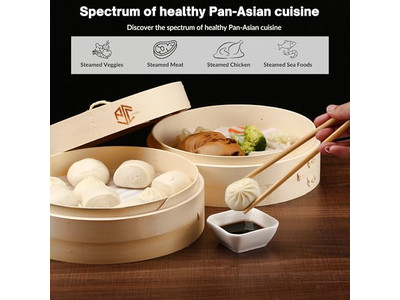 Vaporeras de Aluminio para Cocinar Cesta de Vapor de Bambú