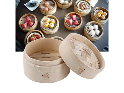 Vaporeras de Bambú para Dim Sum y Momo Grandes