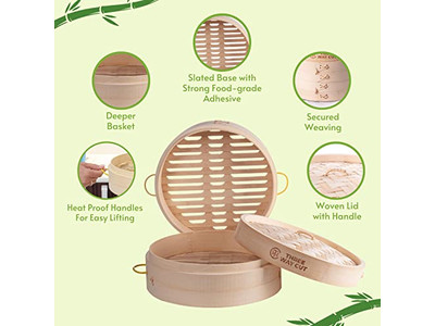 Vaporera de Bambú Plegable de 10 Pulgadas