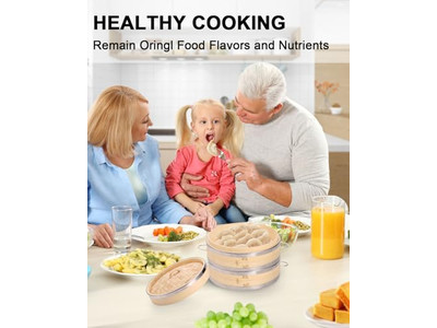 Olla Dorada de Arroz a Gas con Cesta de Vapor de Bambú