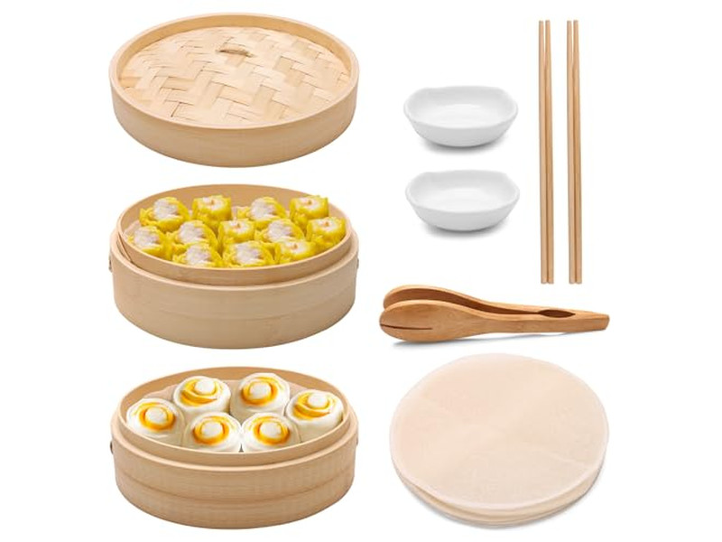 Vaporera de Bambú para Bollos al Vapor