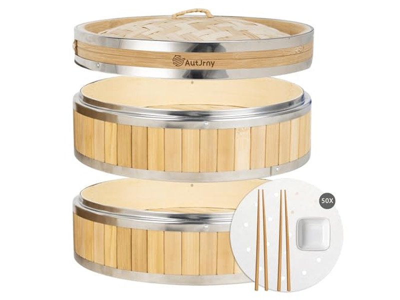 Juegos de Ollas y Utensilios de Cocina con Vaporera de Bambú