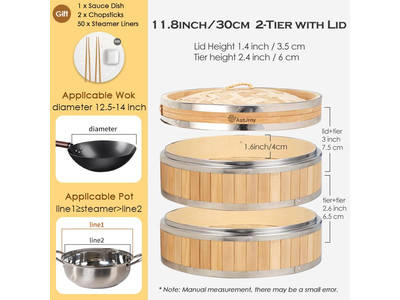 Juegos de Ollas y Utensilios de Cocina con Vaporera de Bambú