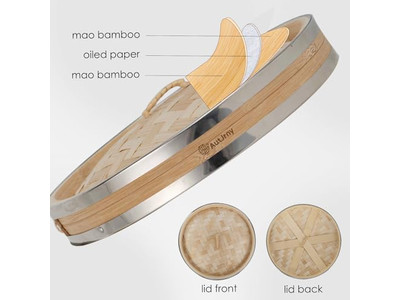 Juegos de Ollas y Utensilios de Cocina con Vaporera de Bambú