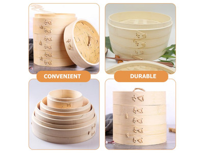 Vaporeras de Productos Cesta de Vapor de Bambú de 3 Niveles