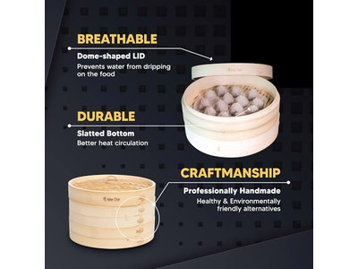 Vaporera de Bambú para Arroz y Bollos