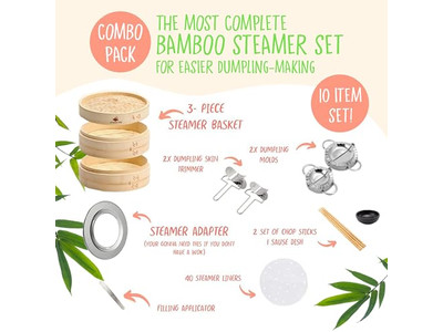 Set de Madera a Gas para Momo y Salchichas Cesta de Vapor de Bambú