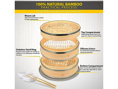 Contenedor de Vapor Vaporera de Bambú