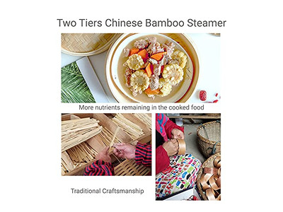Olla de Vapor para Cocinar Alimentos Cesta de Vapor de Bambú