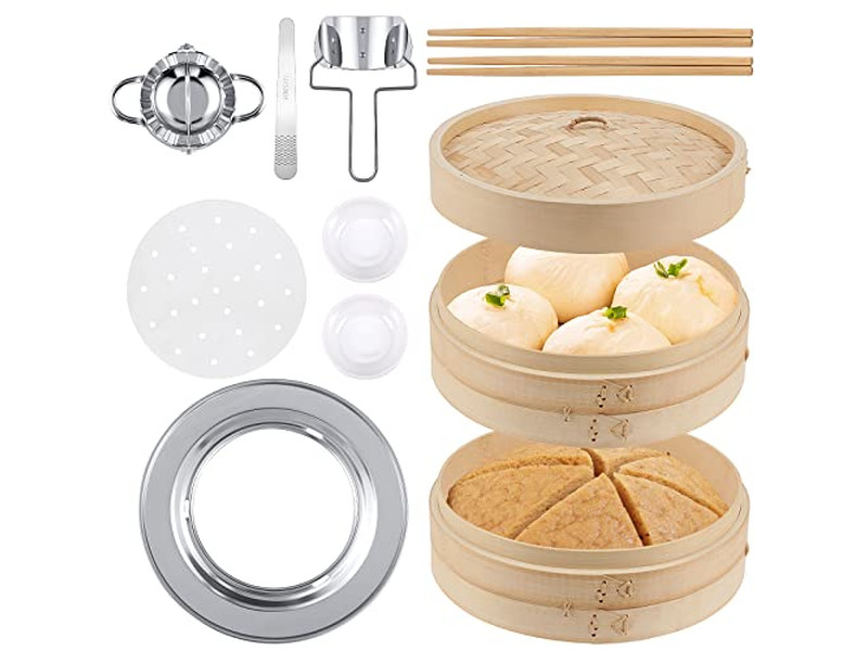 Sets de Ollas Vaporeras Cesta de Vapor de Bambú