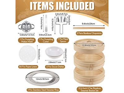 Sets de Ollas Vaporeras Cesta de Vapor de Bambú