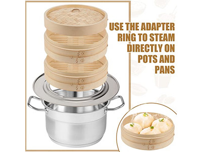 Sets de Ollas Vaporeras Cesta de Vapor de Bambú