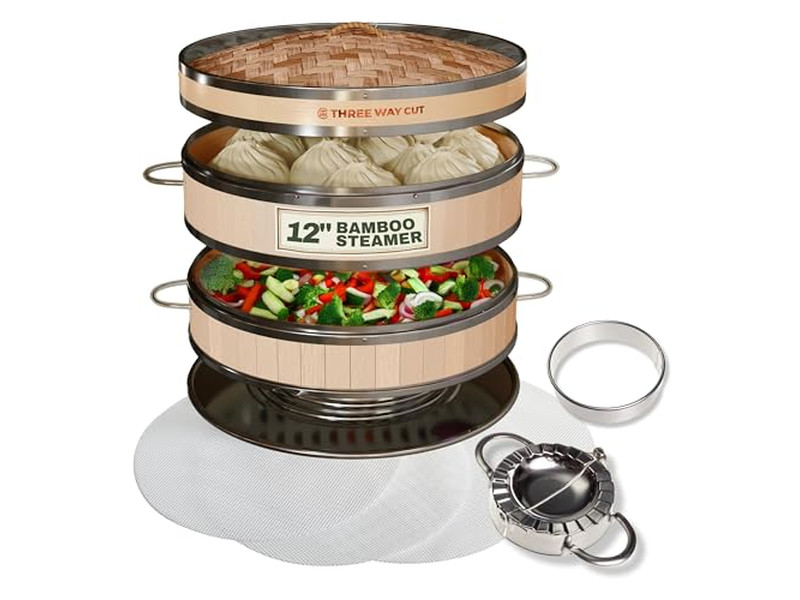 Vaporeras de Cocina para Estufa Cesta de Vapor de Bambú