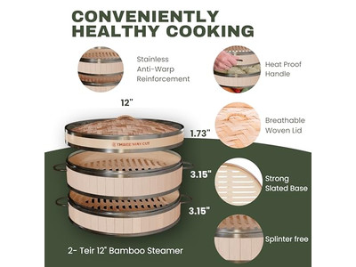 Vaporeras de Cocina para Estufa Cesta de Vapor de Bambú