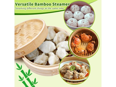Vaporera de Dim Sum de Bambú 10 Cesta de Vapor de Bambú