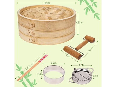 Vaporera de Dim Sum de Bambú 10 Cesta de Vapor de Bambú