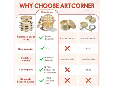 Vaporera de Bambú para Cocinar al Vapor