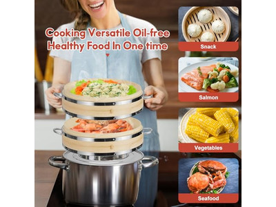 Vaporera de Bambú para Cocinar al Vapor