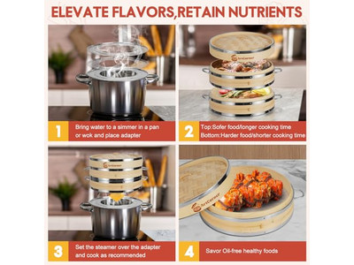 Vaporera de Bambú para Cocinar al Vapor