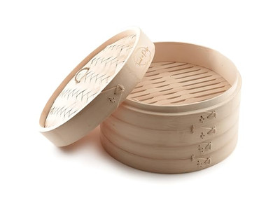 Cesta de Vapor de Bambú para Olla Profunda con Tapa para Brócoli